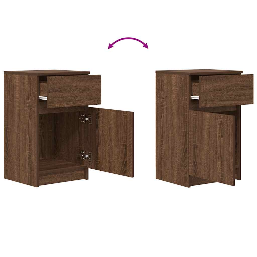 Nattbord brun eik 39x35x65 cm konstruert tre