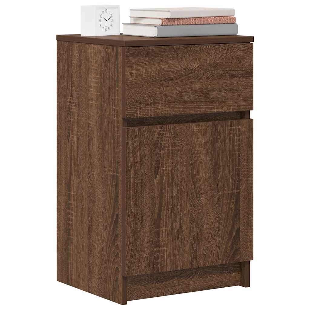 Nattbord 2 stk brun eik 39x35x65 cm konstruert tre