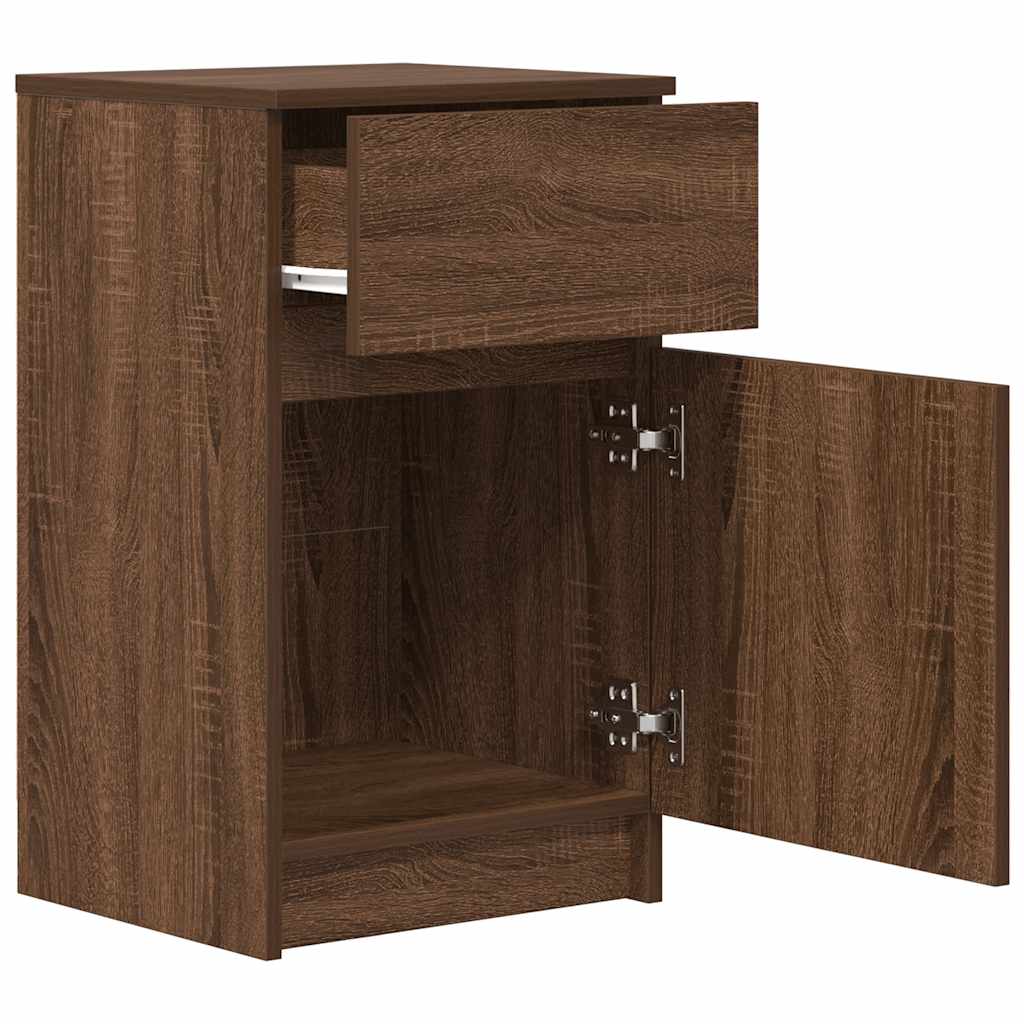 Nattbord 2 stk brun eik 39x35x65 cm konstruert tre