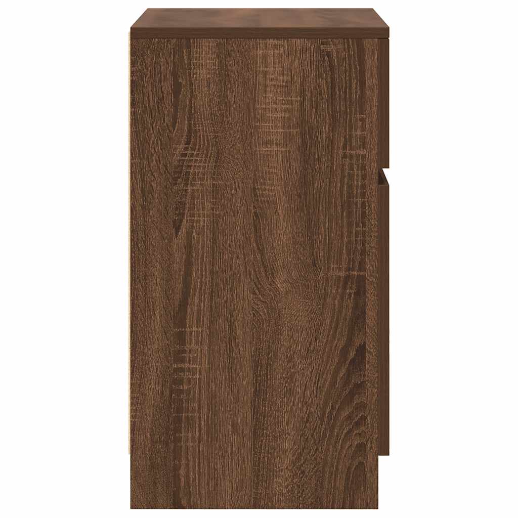 Nattbord 2 stk brun eik 39x35x65 cm konstruert tre