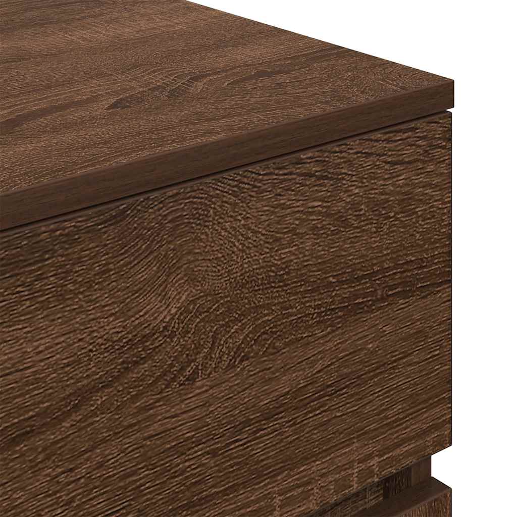 Nattbord 2 stk brun eik 39x35x65 cm konstruert tre