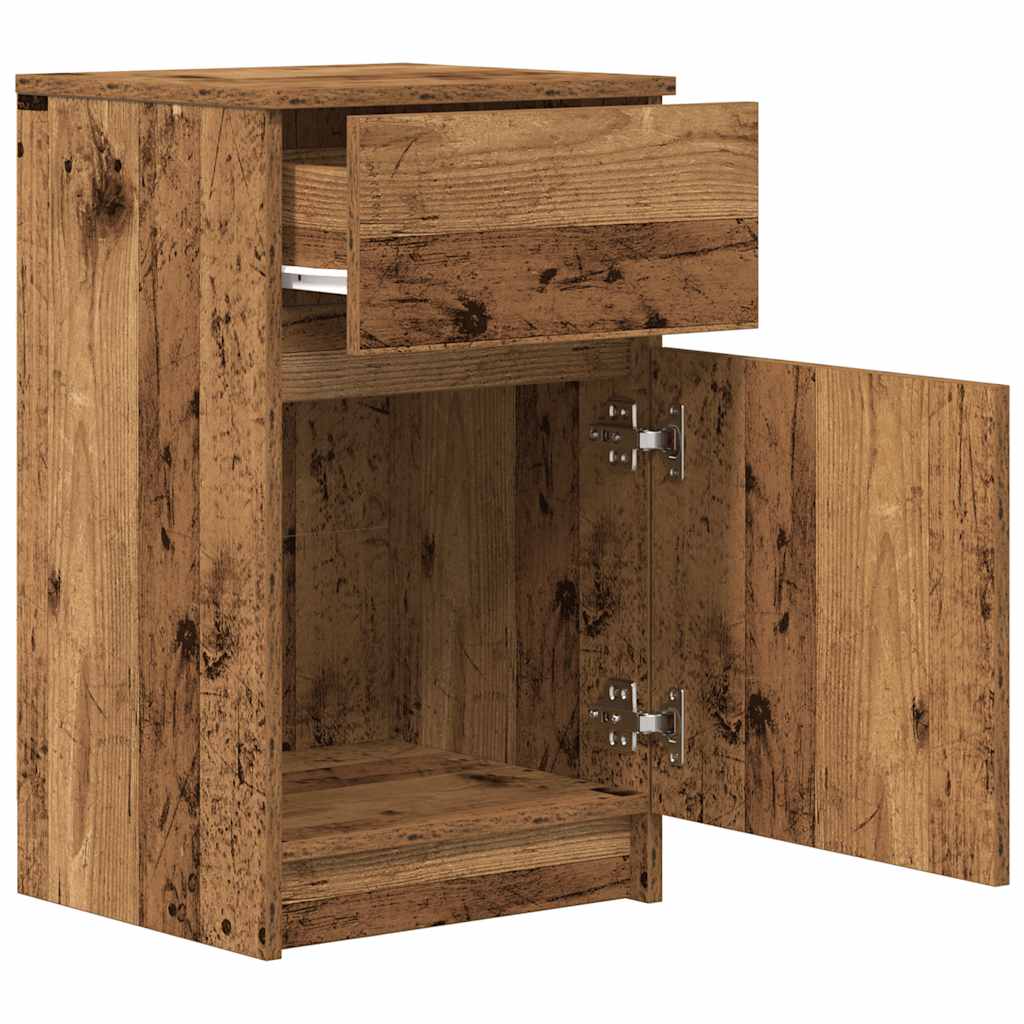 Nattbord 2 stk gammelt tre 39x35x65 cm konstruert tre