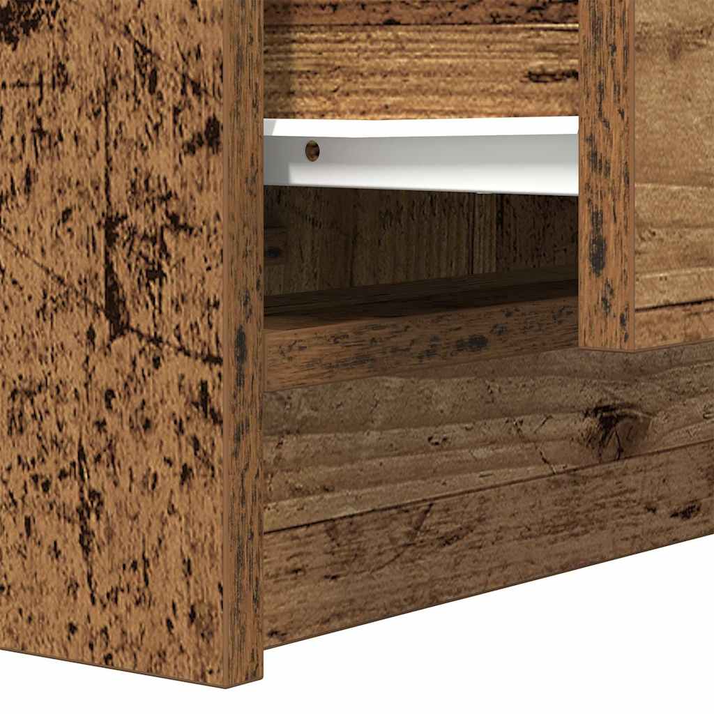Nattbord med 2 skuffer gammelt tre 38x34x80 cm