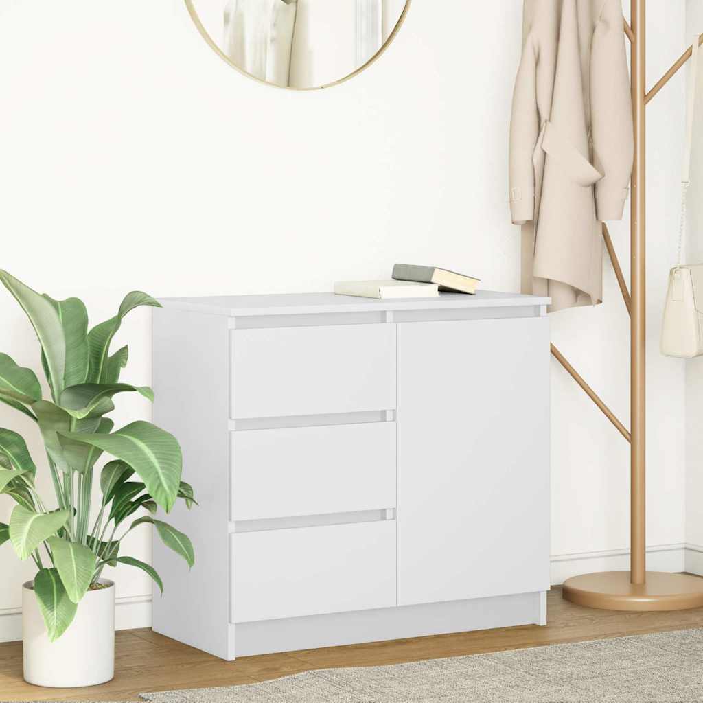 Skjenk med skuff hvit 71x35x65 cm konstruert tre