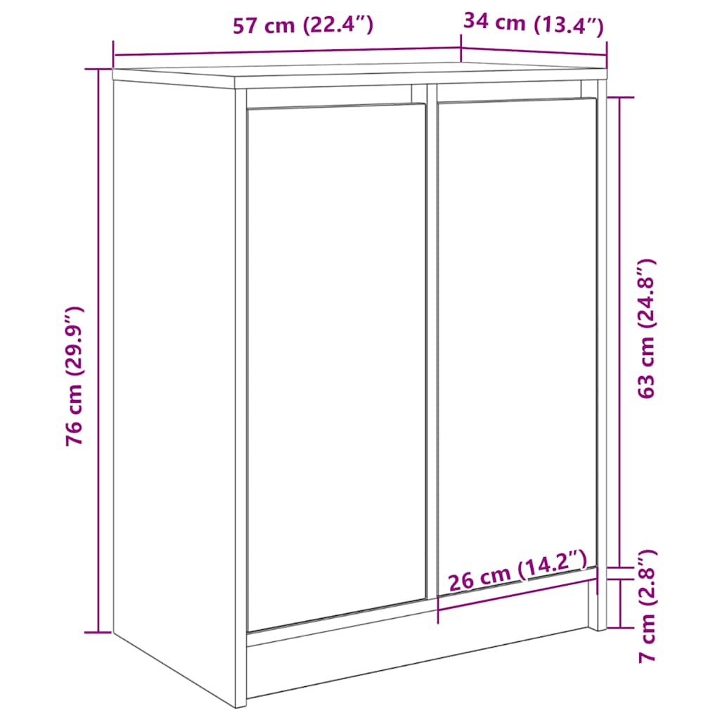 Skohylle brun eik 57x34x76 cm konstruert tre
