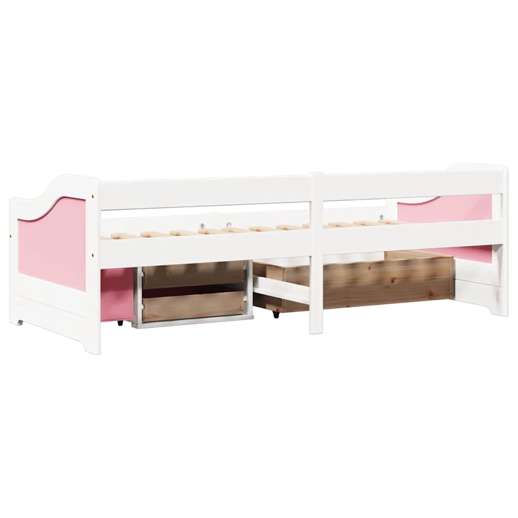 Dagseng med 3 skuffer uten madrass IRUN hvit&rosa 90x200 cm