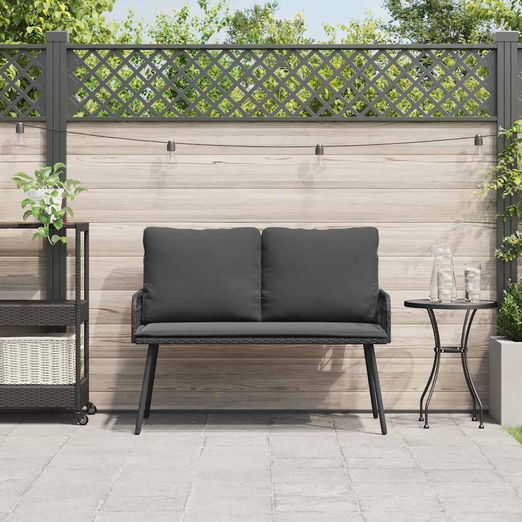 Hagebenk Svart 114x64x78 cm Poly Rattan