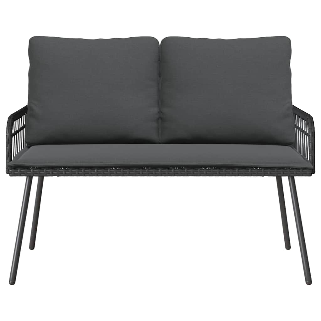 Hagebenk Svart 114x64x78 cm Poly Rattan