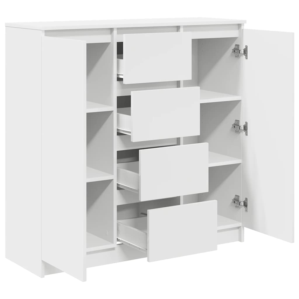 Skjenk med skuffer hvit 100,5x35x76 cm konstruert tre