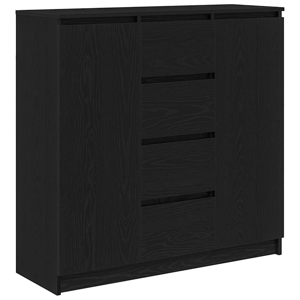 Skjenk med skuffer svart eik 100,5x35x98,5 cm konstruert tre