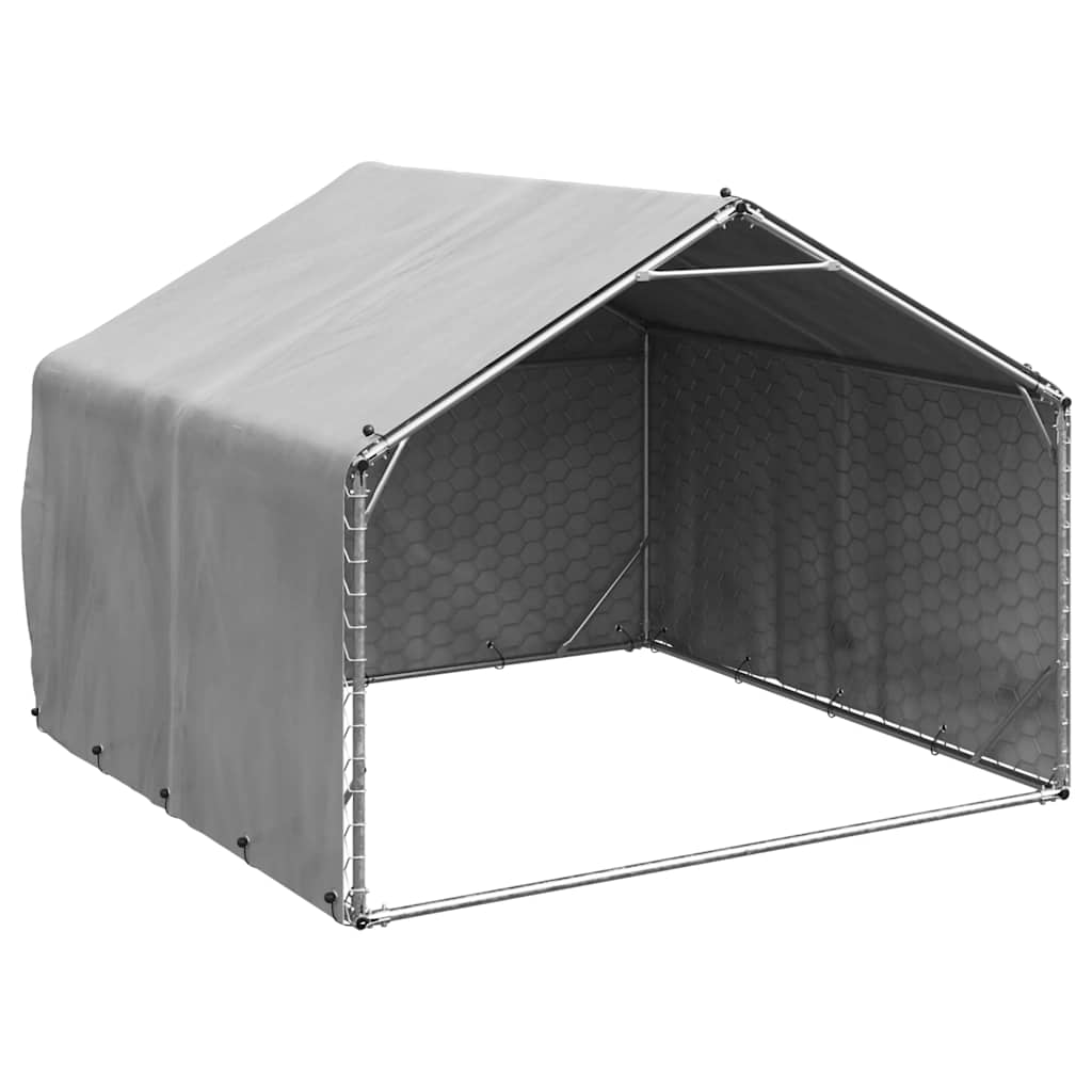 Utendørs hundekennel med deksel 2x2x1,5 m galvanisert stål