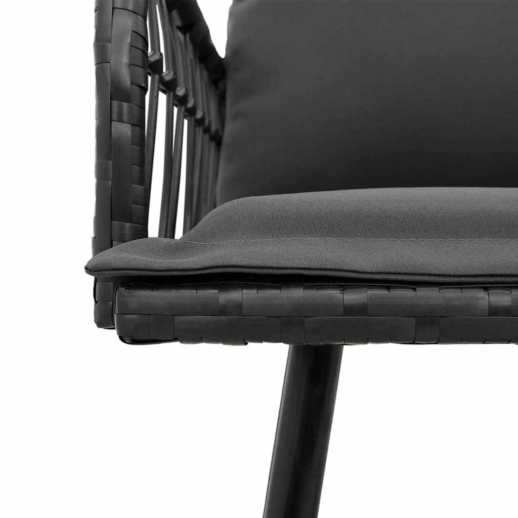 2 Delers Hage Spisestue Sett med Puter Svart Poly Rattan