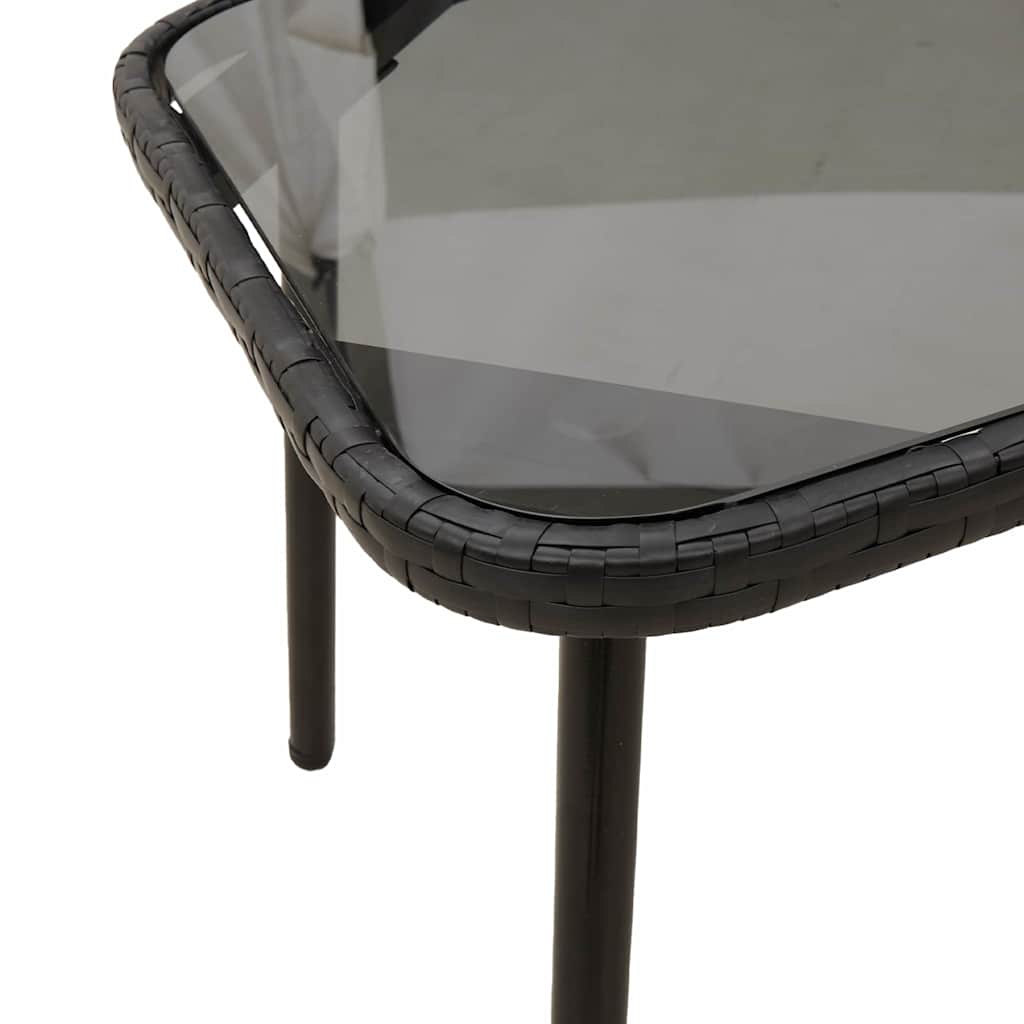 2 Delers Hage Spisestue Sett med Puter Svart Poly Rattan