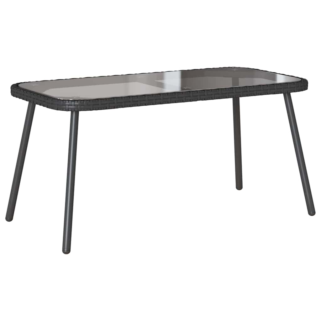 2 Delers Hage Spisestue Sett med Puter Svart Poly Rattan