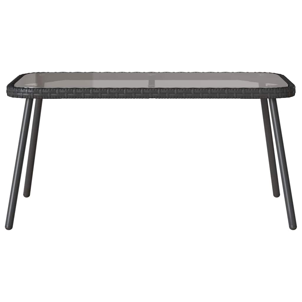 2 Delers Hage Spisestue Sett med Puter Svart Poly Rattan