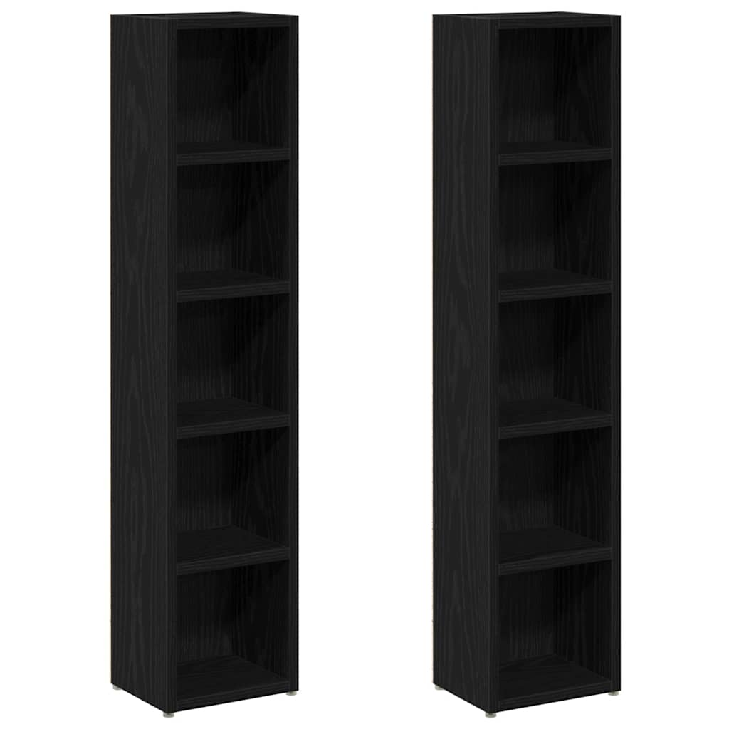 CD-skap 2 stk svart eik 21x16x93,5 cm konstruert tre