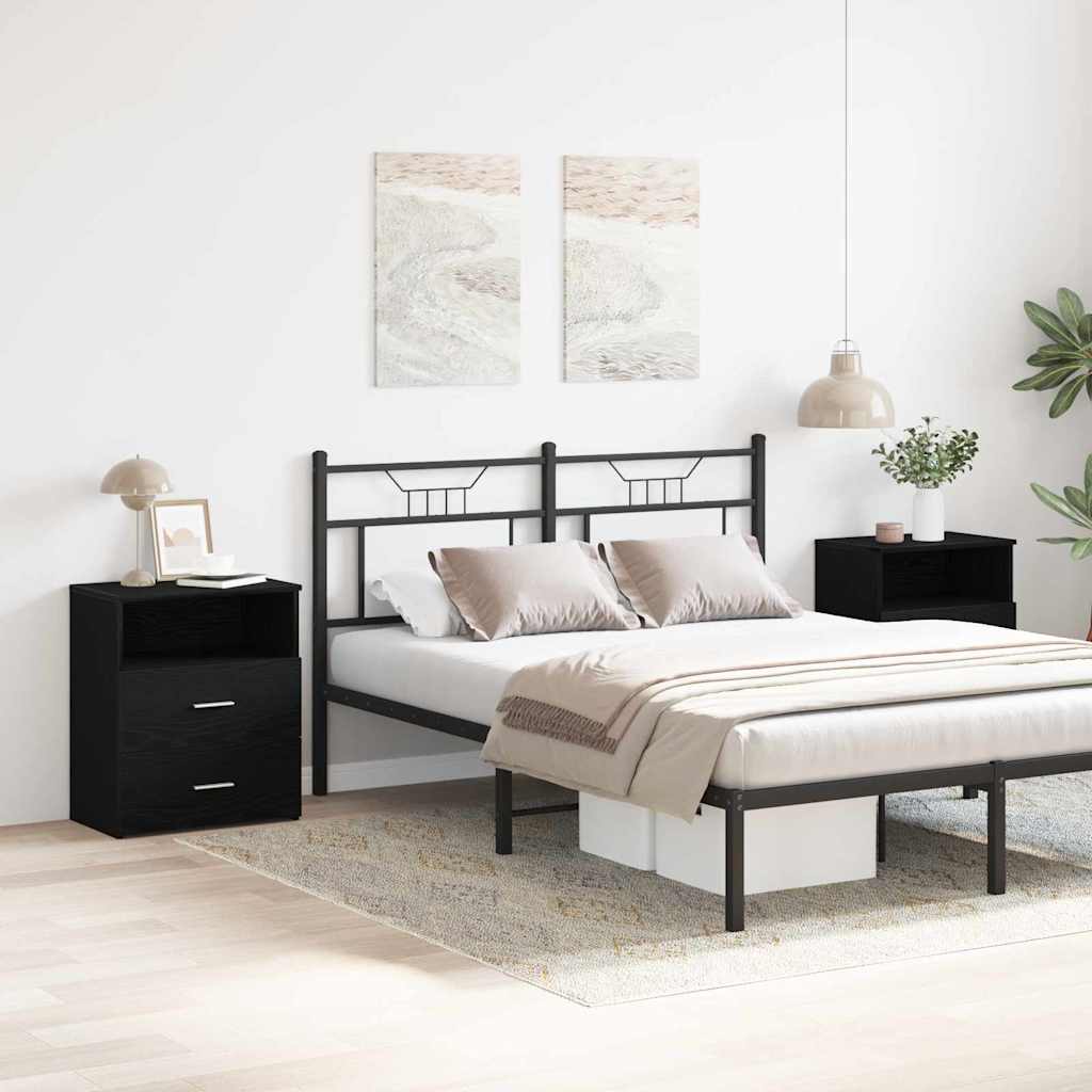 Nattbord 2 pcs Svart eik 50 x 32 x 60cm Konstruert tre