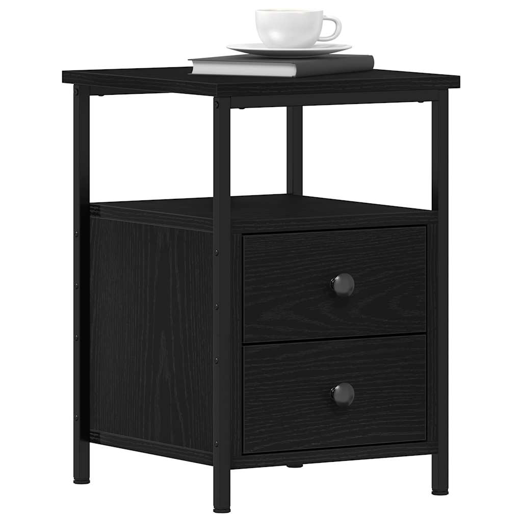 Nattbord 2 stk svart eik 34x35,5x50 cm konstruert tre