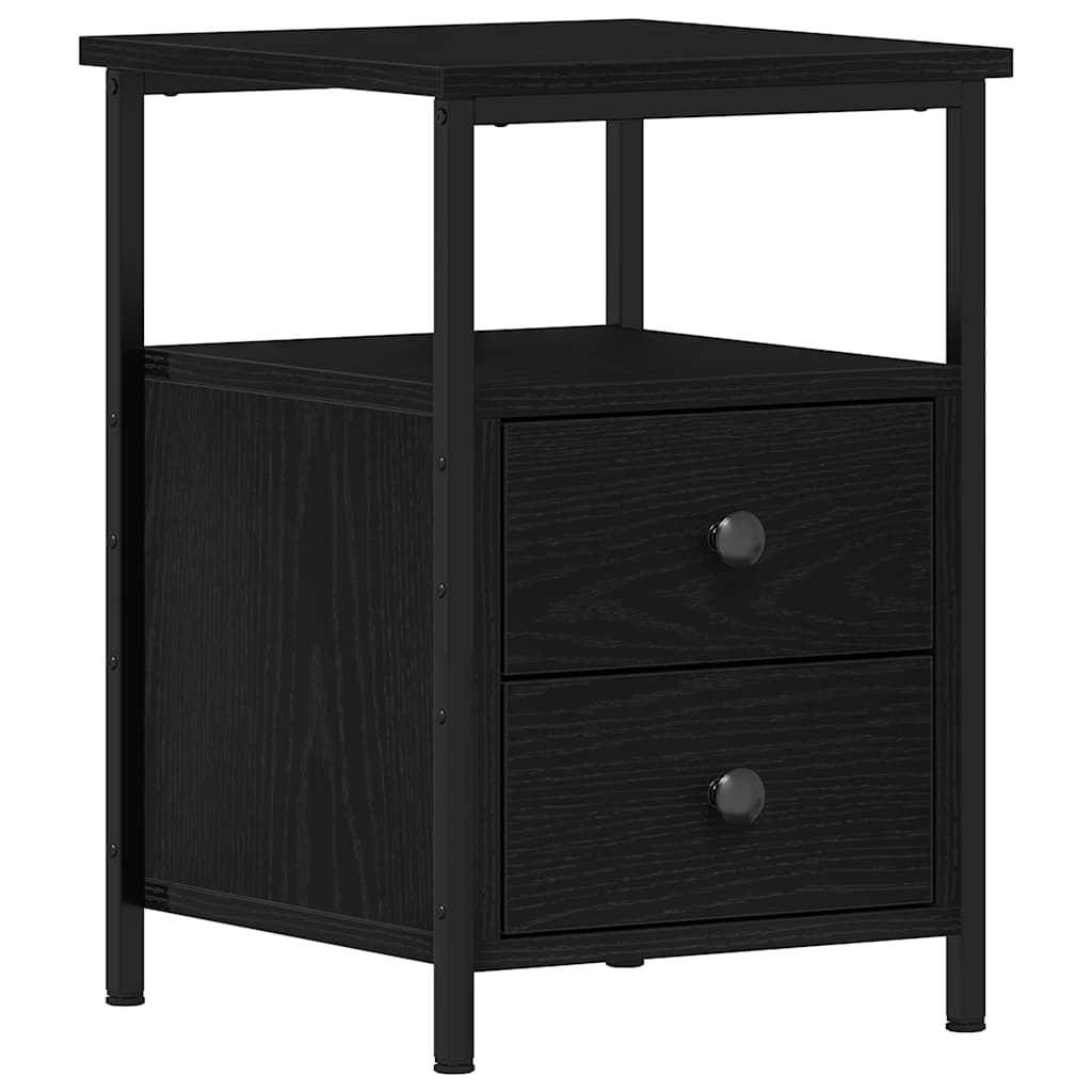 Nattbord 2 stk svart eik 34x35,5x50 cm konstruert tre