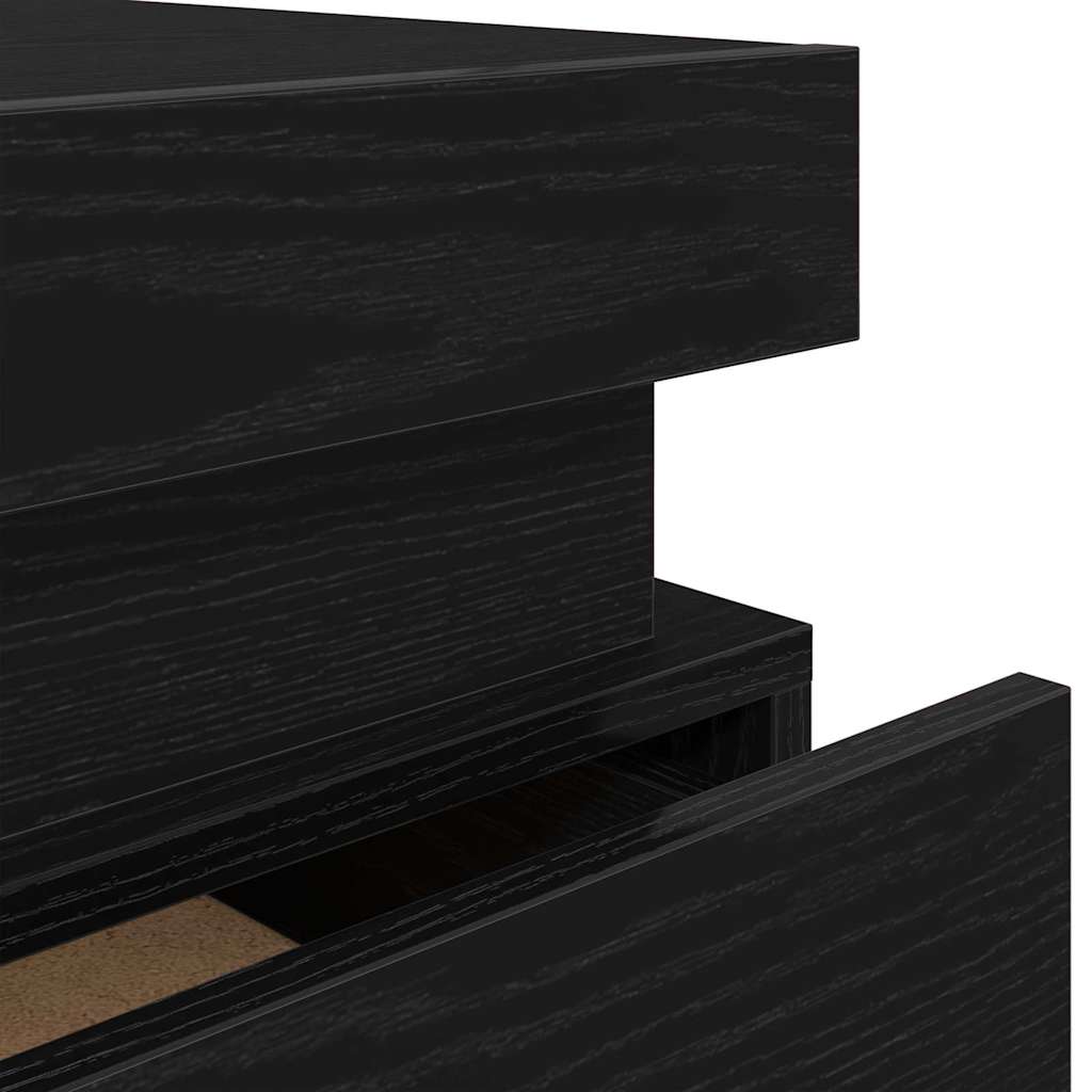 Nattbord med 2 pcs Svart eik 35 x 39 x 55 cm Konstruert tre