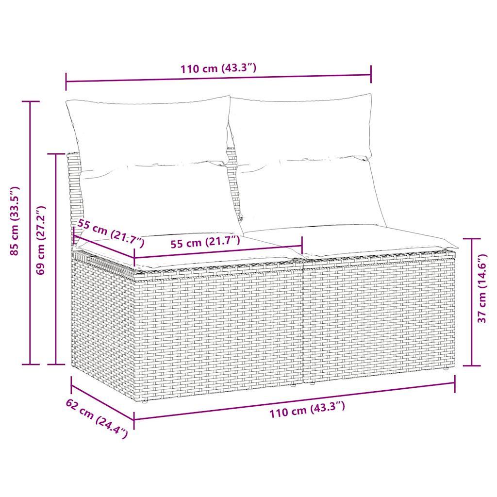 Hagesofaer med puter 2 deler beige polyrotting akasie