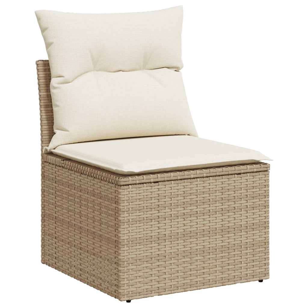 Hagesofaer med puter 2 deler beige polyrotting akasie