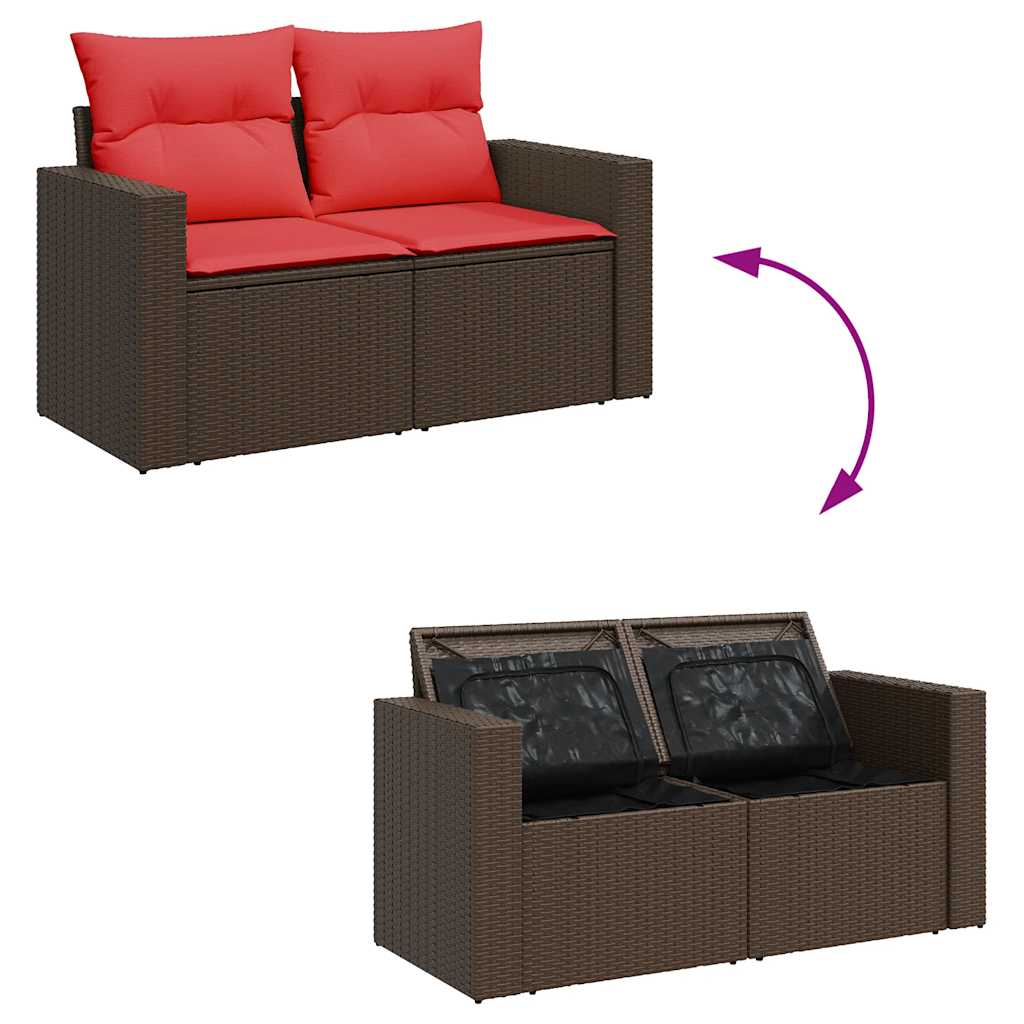 Hagesofaer med puter 5 deler brun polyrotting akasie