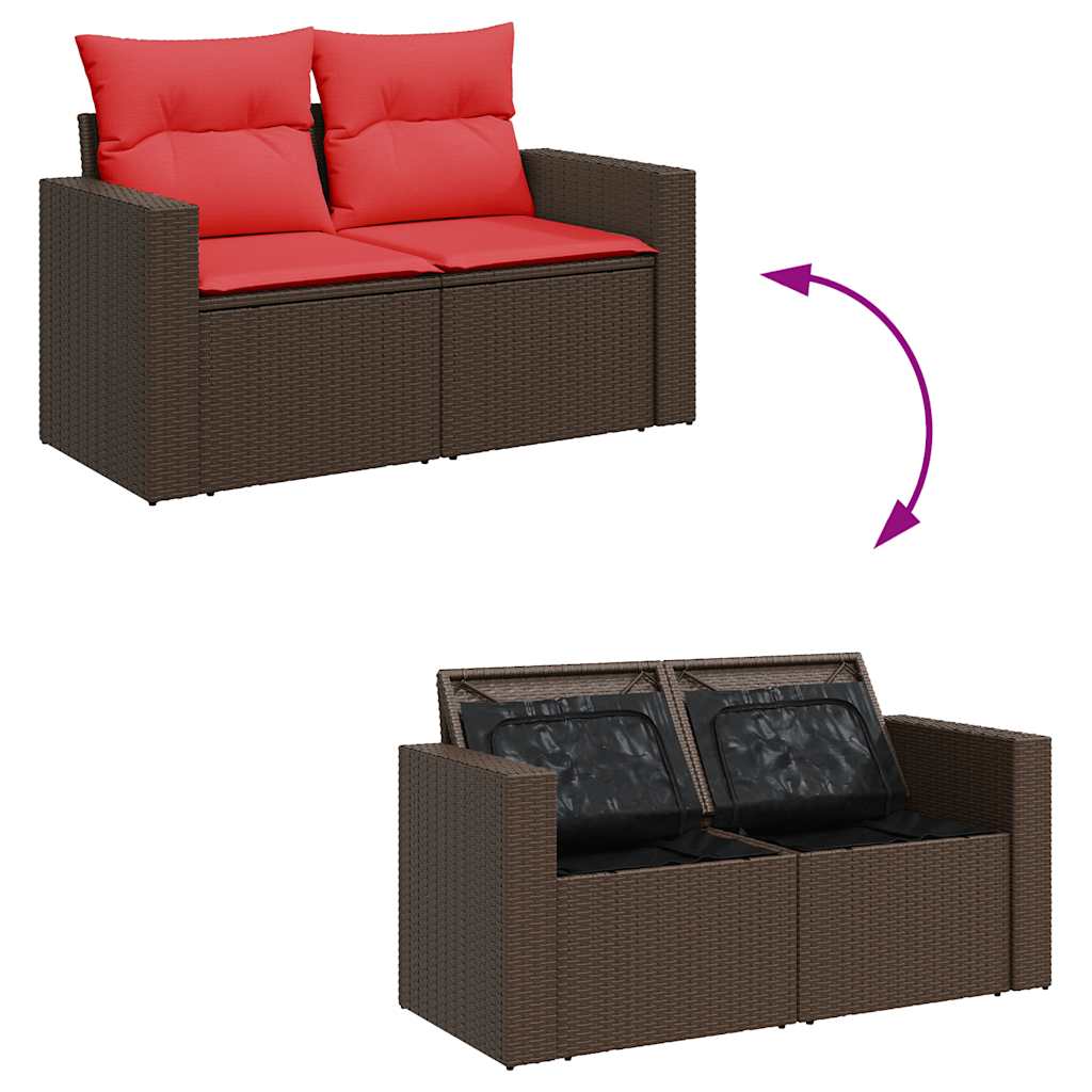 Hagesofaer med puter 5 deler brun polyrotting akasie