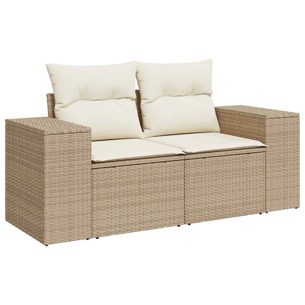 Hagesofaer med puter 10 deler beige polyrotting akasie