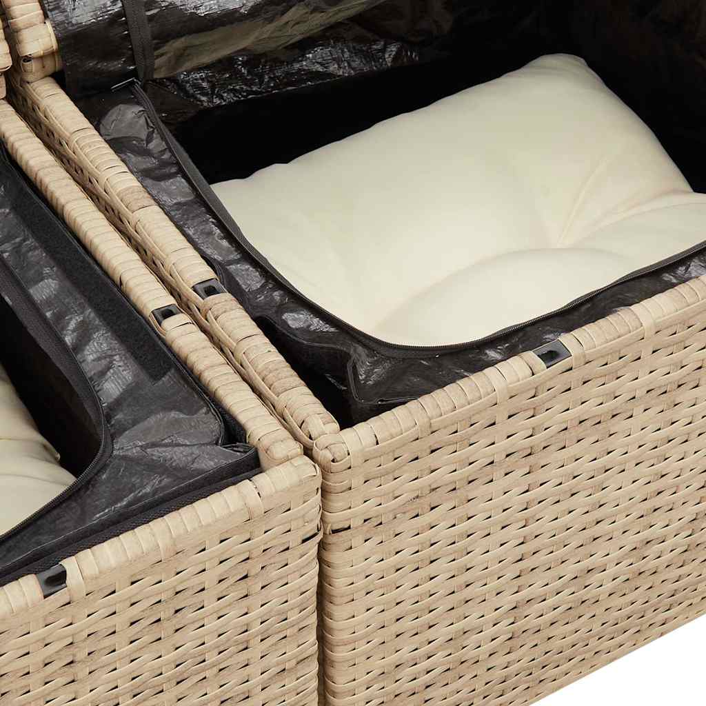 Hagesofaer med puter 5 deler beige polyrotting akasie