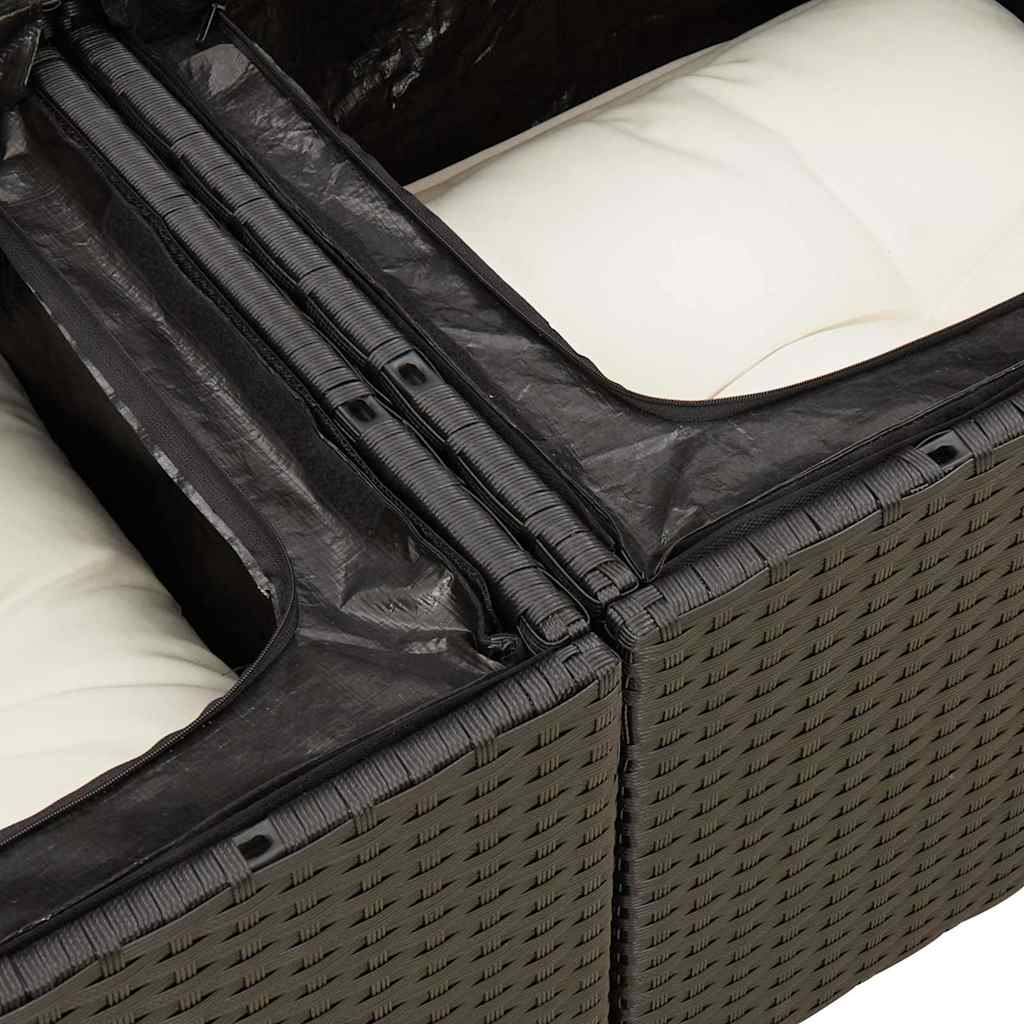 Hagesofaer med puter 6 deler svart polyrotting akasie