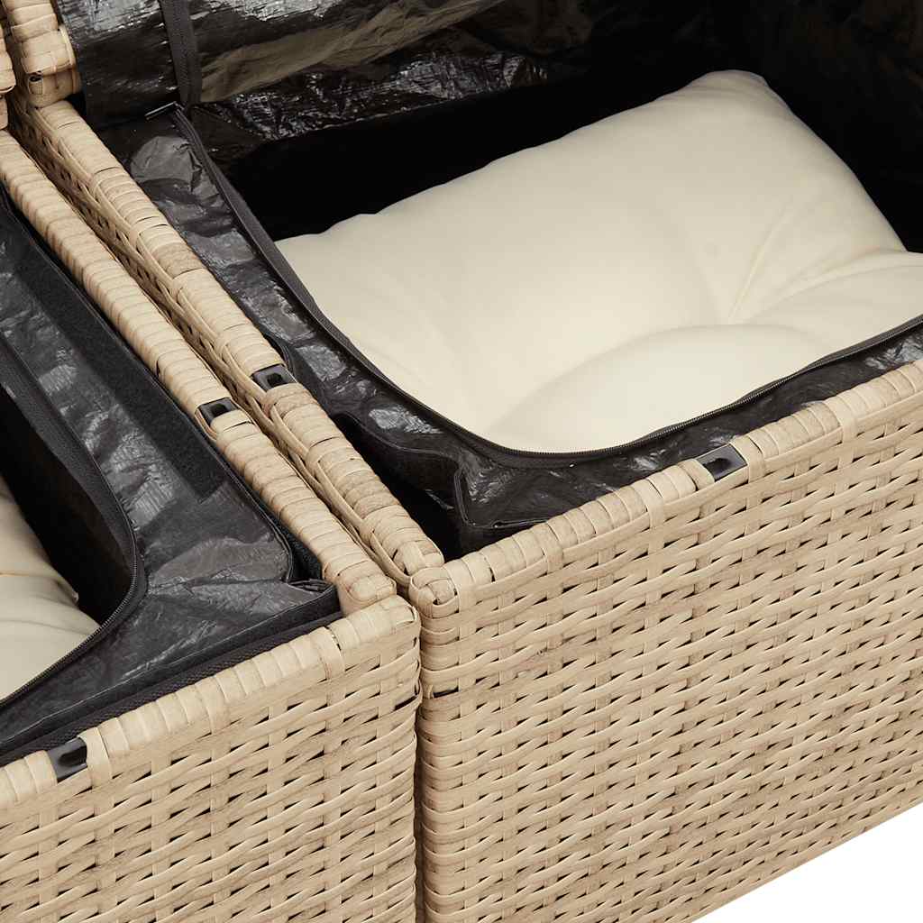 Hagesofaer med puter 6 deler beige polyrotting akasie