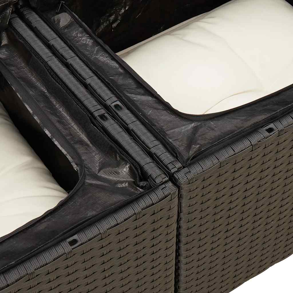 Hagesofaer med puter 7 deler svart polyrotting akasie