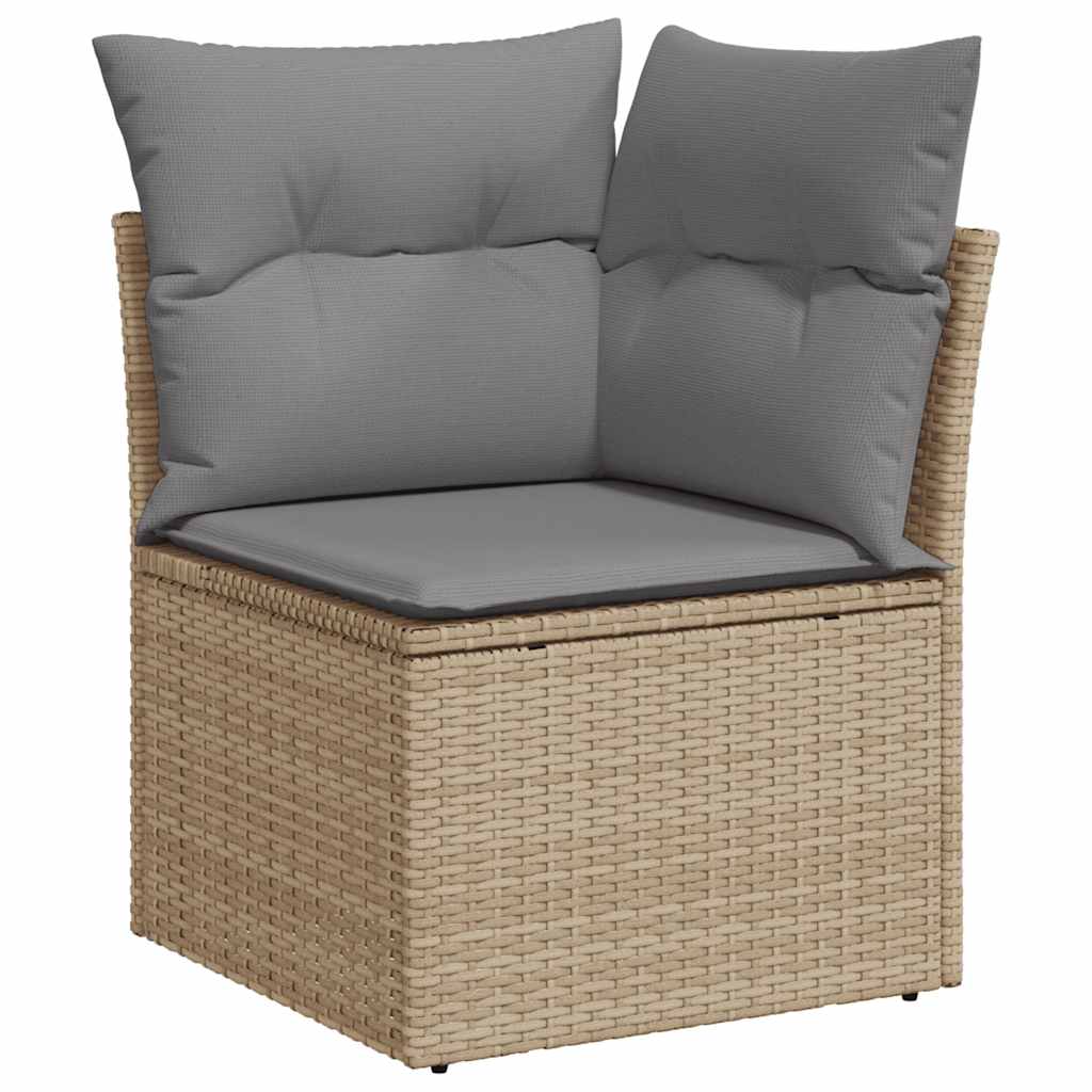 Hagesofaer med puter 6 deler beige polyrotting akasie