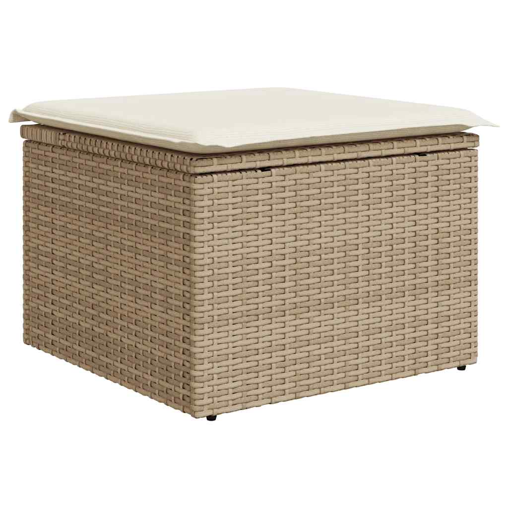 Hagesofaer med puter 7 deler beige polyrotting akasie