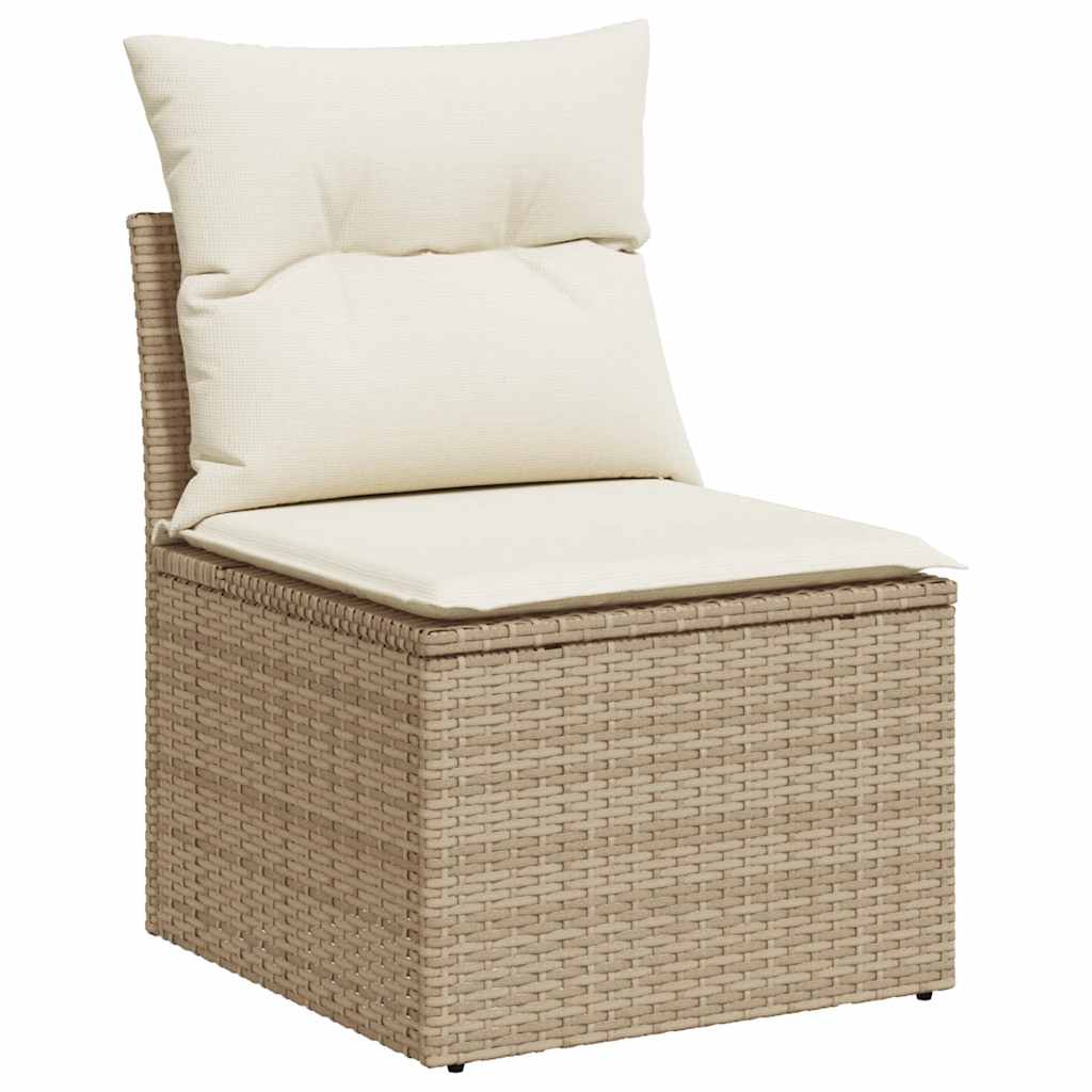 Hagesofaer med puter 9 deler beige polyrotting akasie