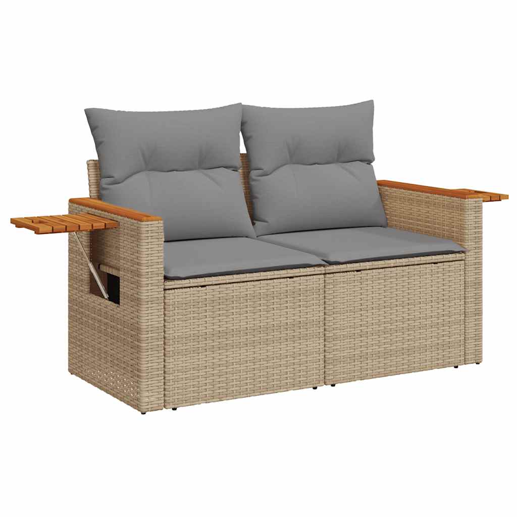 Hagesofaer med puter 5 deler beige polyrotting akasie