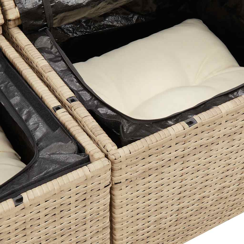 Hagesofaer med puter 6 deler beige polyrotting akasie