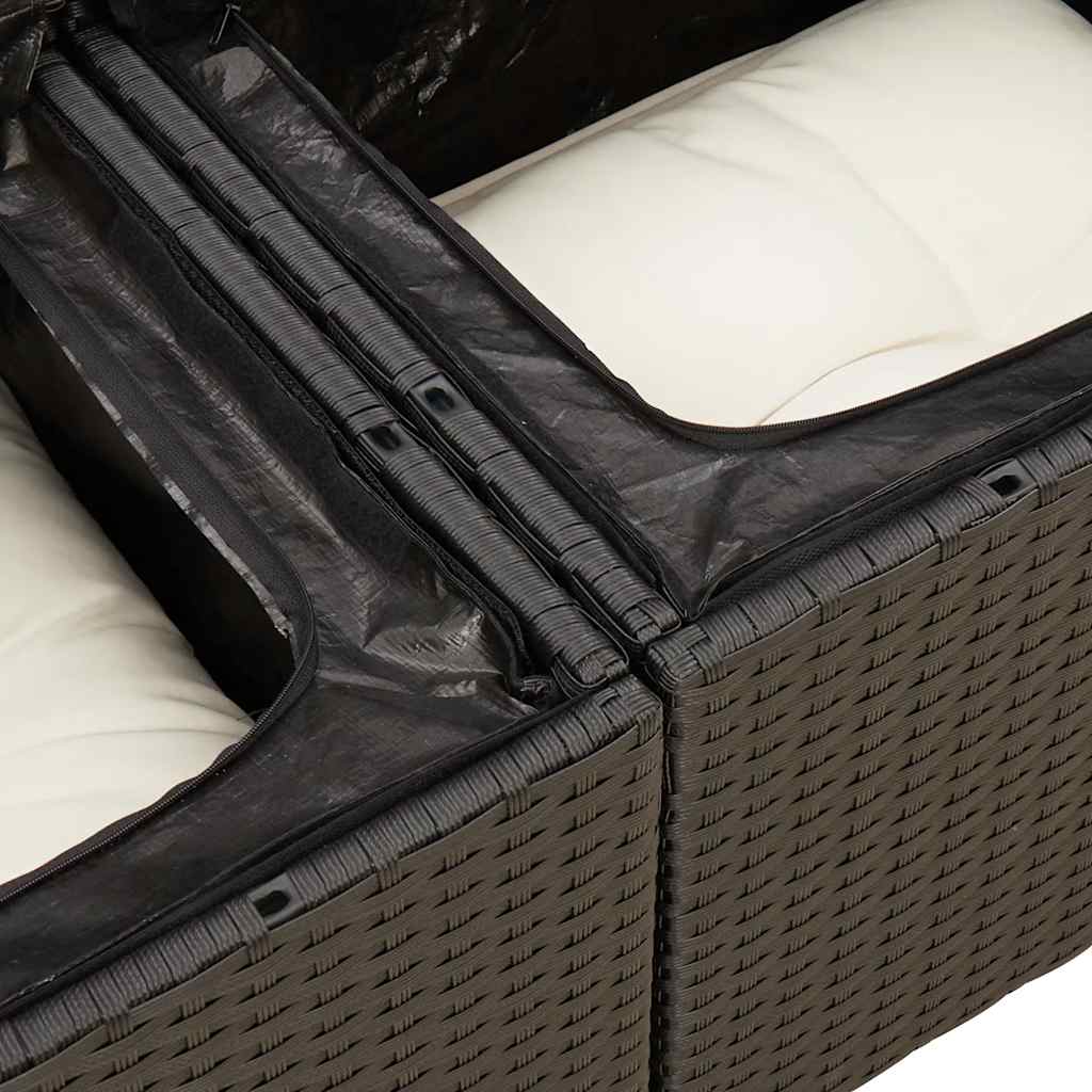 Hagesofaer med puter 7 deler svart polyrotting akasie