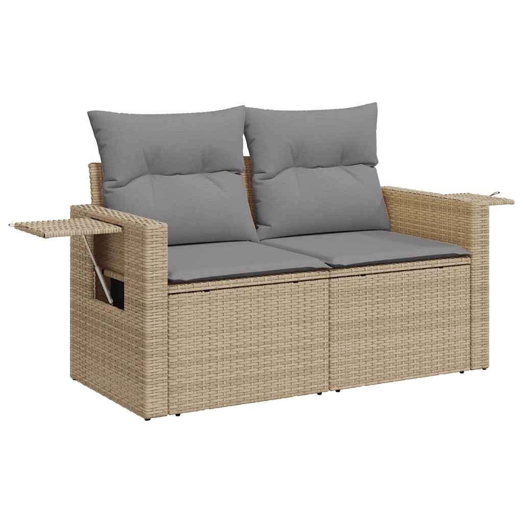 Hagesofaer med puter 6 deler beige polyrotting akasie