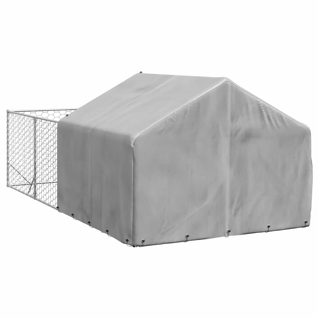Utendørs hundekennel med løpegård 4x2x1,5 m galvanisert stål