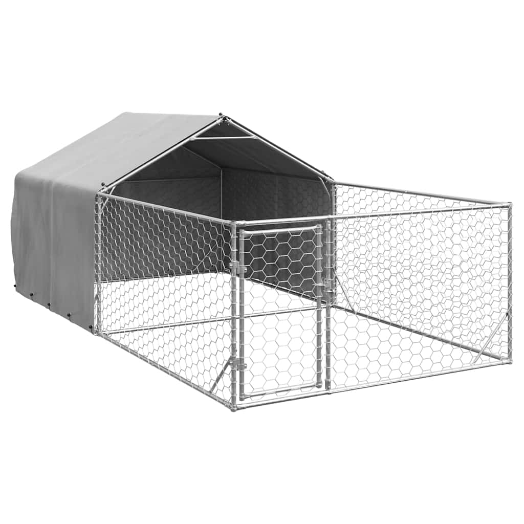 Utendørs hundekennel med løpegård 5x2x1,5 m galvanisert stål