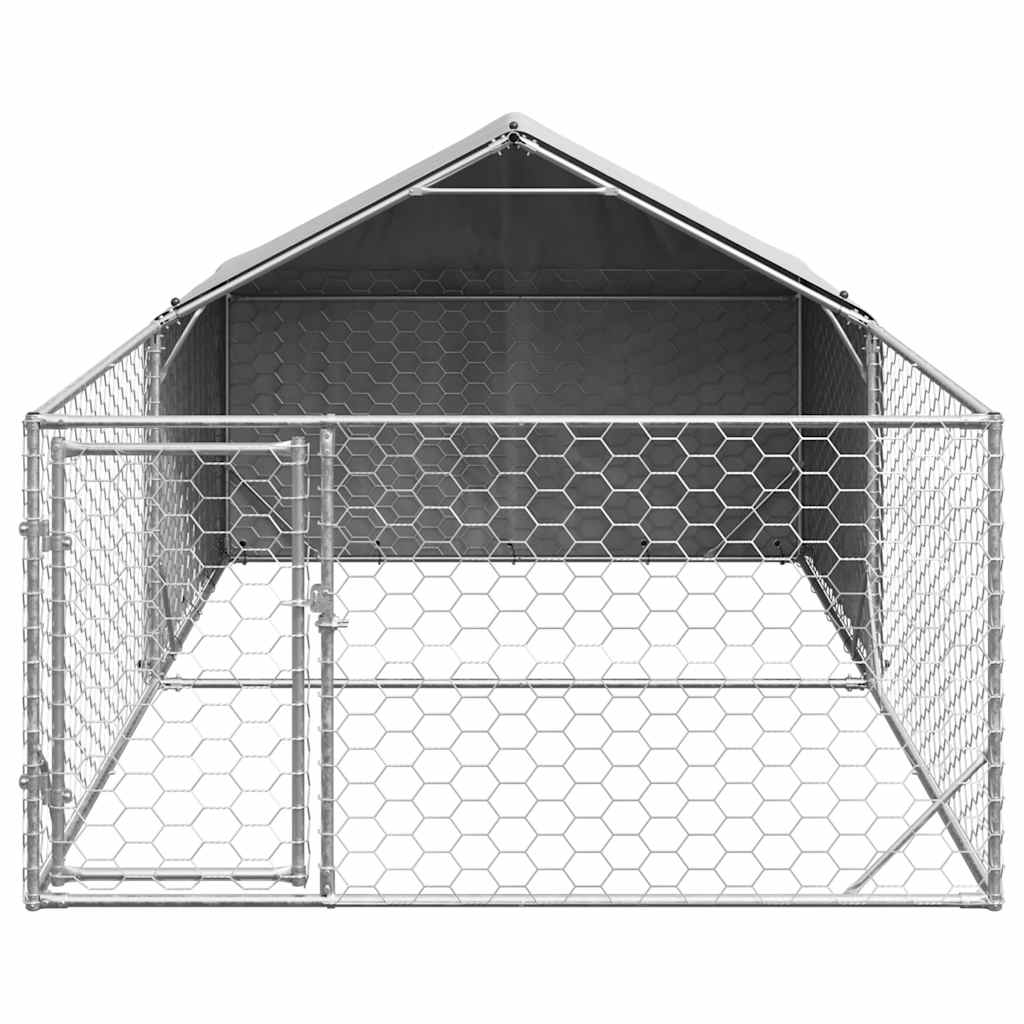 Utendørs hundekennel med løpegård 5x2x1,5 m galvanisert stål