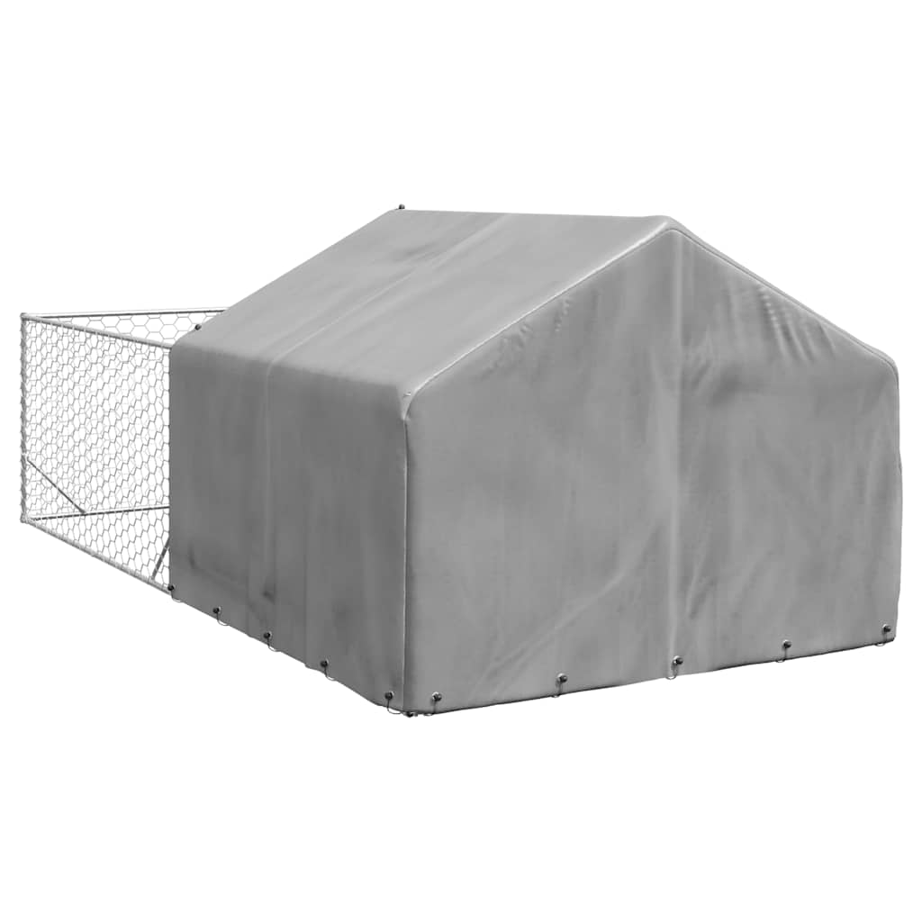 Utendørs hundekennel med løpegård 5x2x1,5 m galvanisert stål