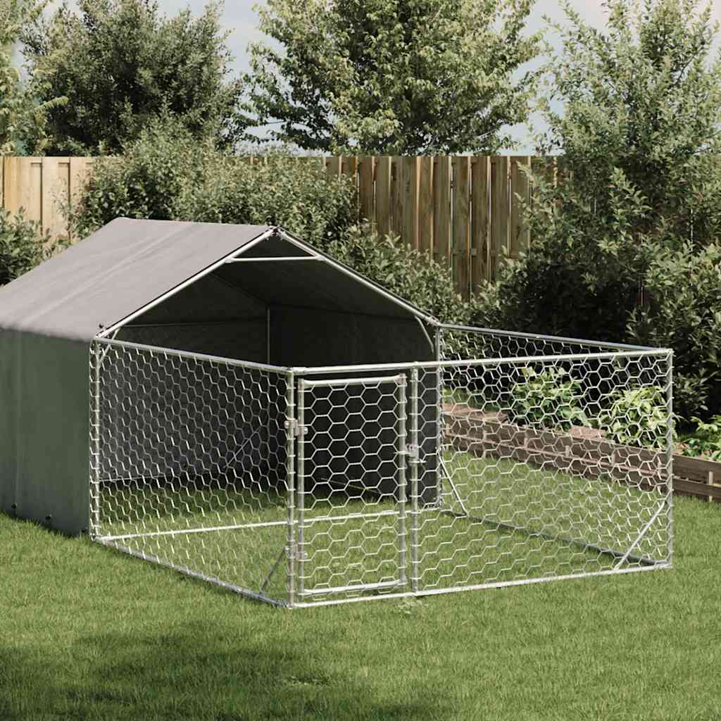 Utendørs hundekennel med løpegård 5x2x1,5 m galvanisert stål