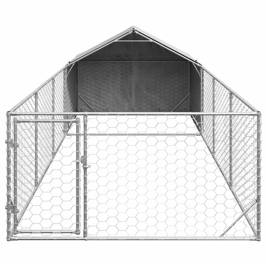 Utendørs hundekennel med løpegård 7x2x1,5 m galvanisert stål