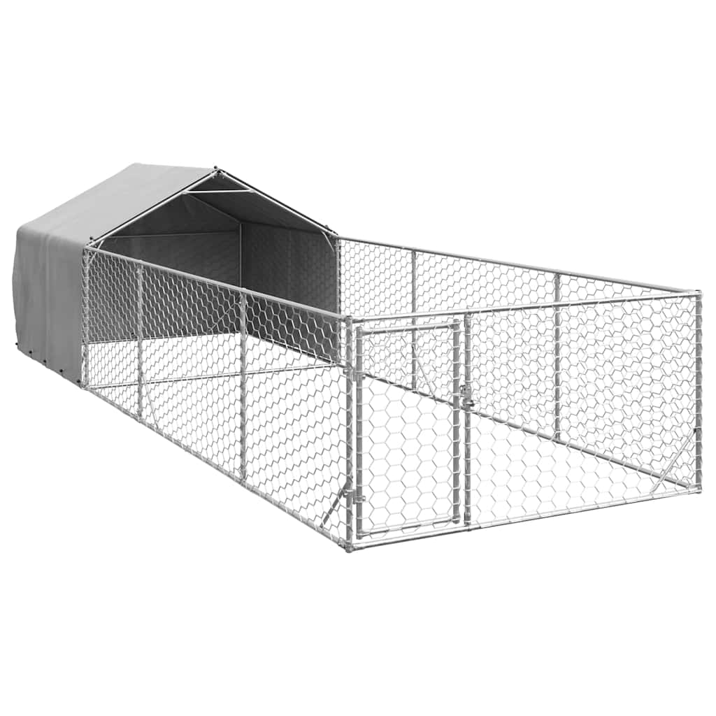 Utendørs hundekennel med løpegård 6x2x1,5 m galvanisert stål