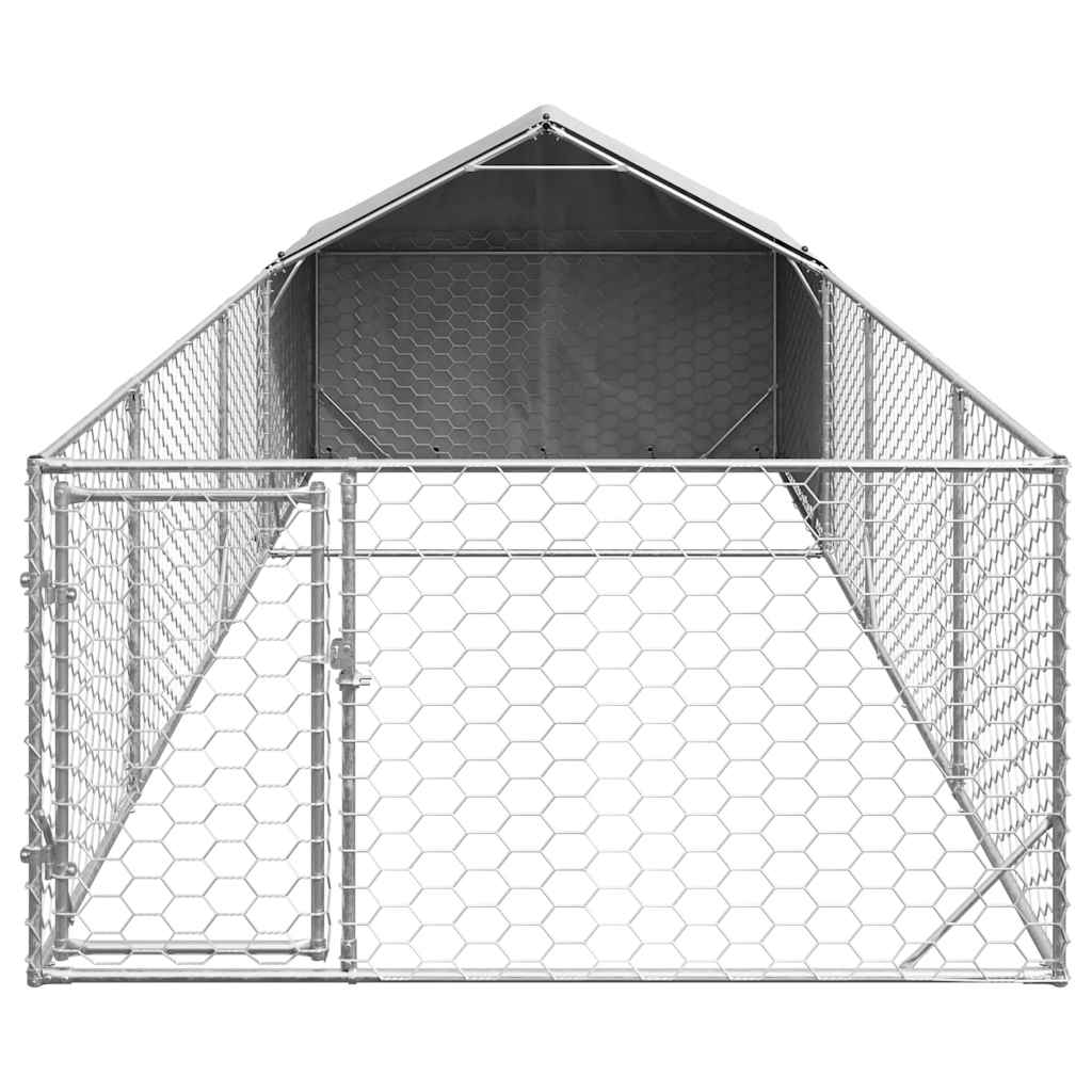 Utendørs hundekennel med løpegård 6x2x1,5 m galvanisert stål