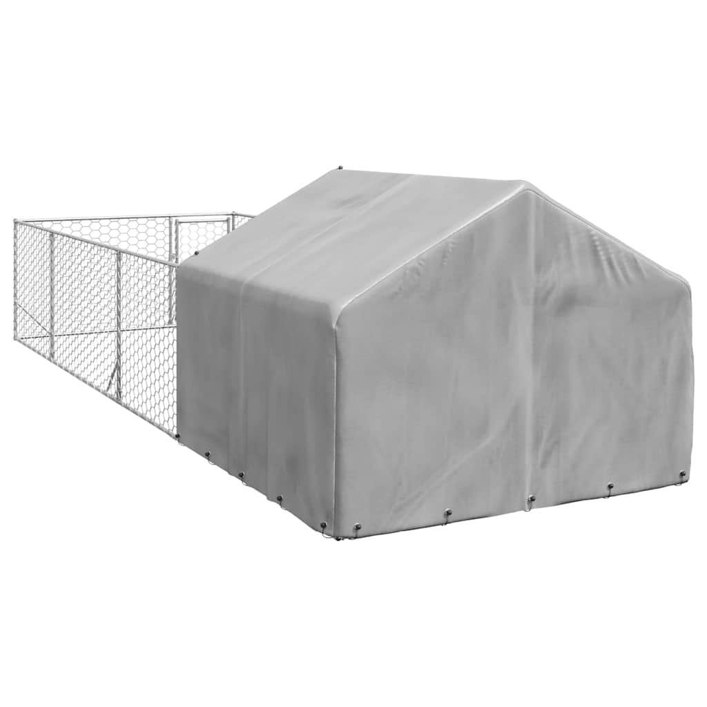 Utendørs hundekennel med løpegård 6x2x1,5 m galvanisert stål
