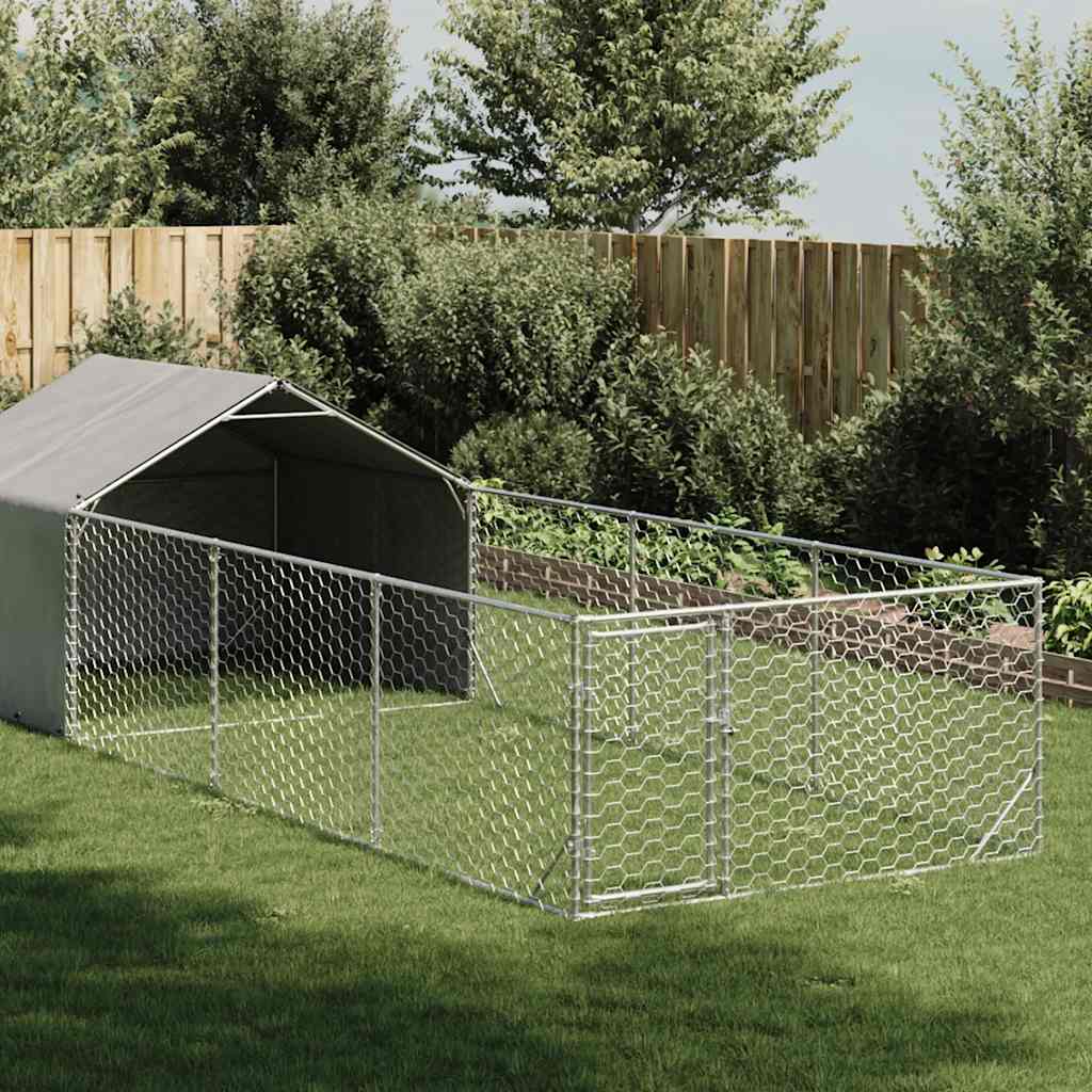 Utendørs hundekennel med løpegård 6x2x1,5 m galvanisert stål